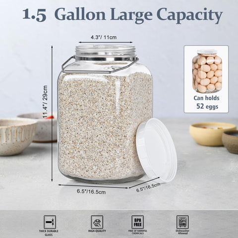 Folinstall square glass storage jar shows measurement markings for precise portions