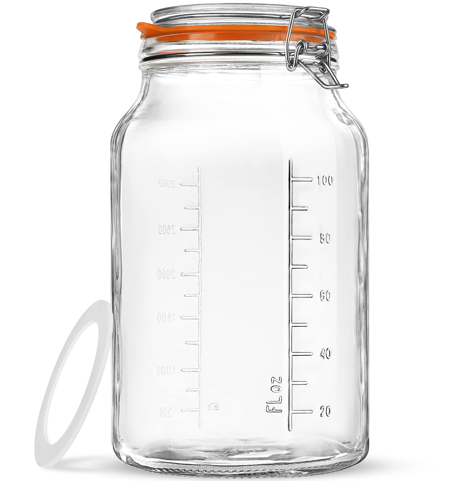Folinstall super wide mouth jar with clear glass and measurement marks for precise portions.
