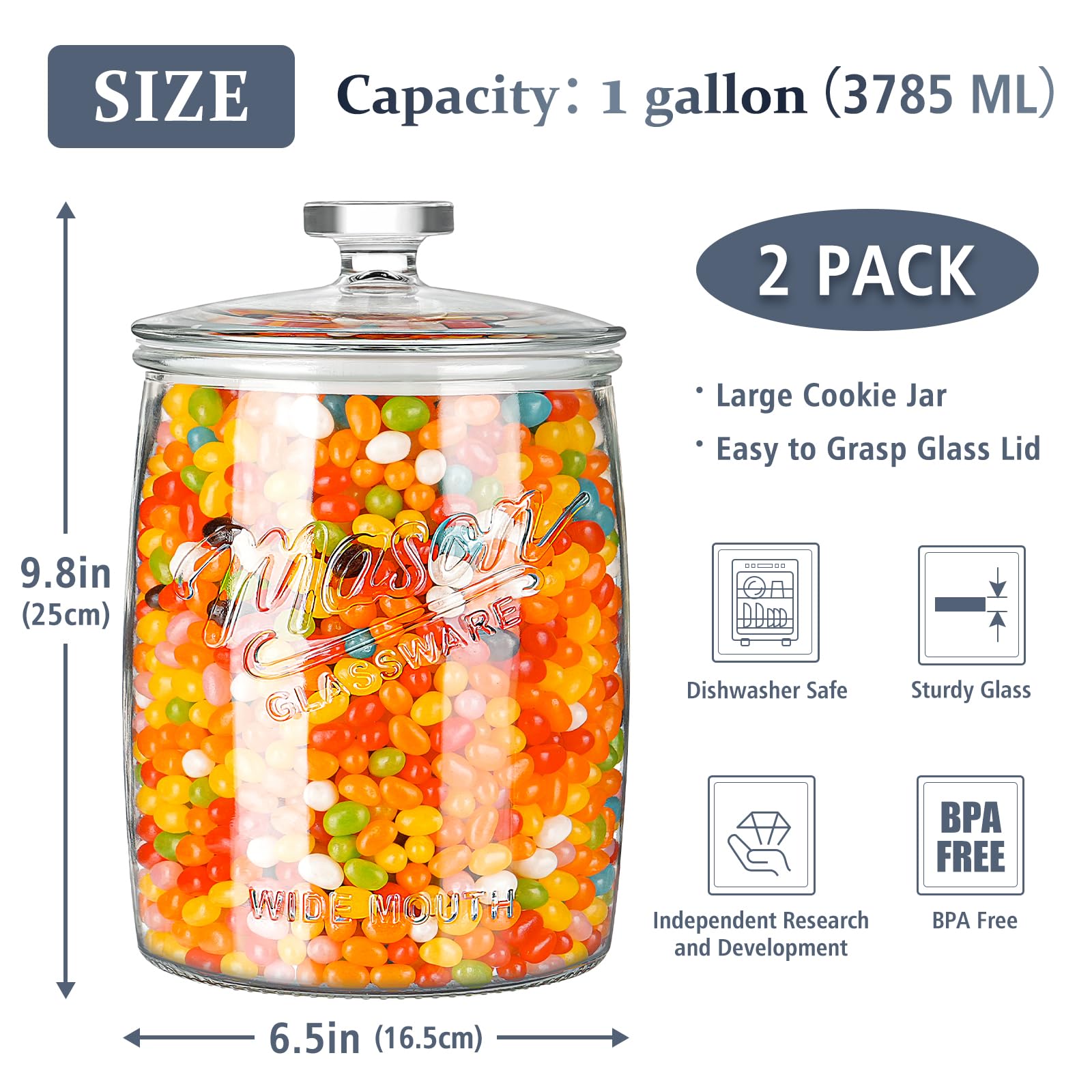 Folinstall wide-mouth glass jar for easy access and quick cleaning.