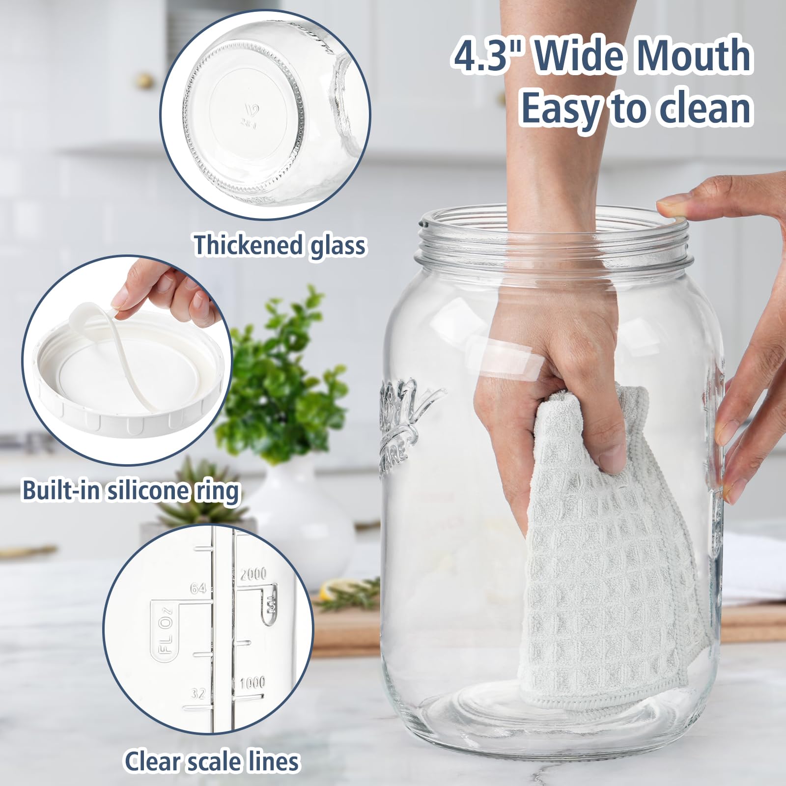 Folinstall wide-mouth jar with measurement marks for capacity tracking