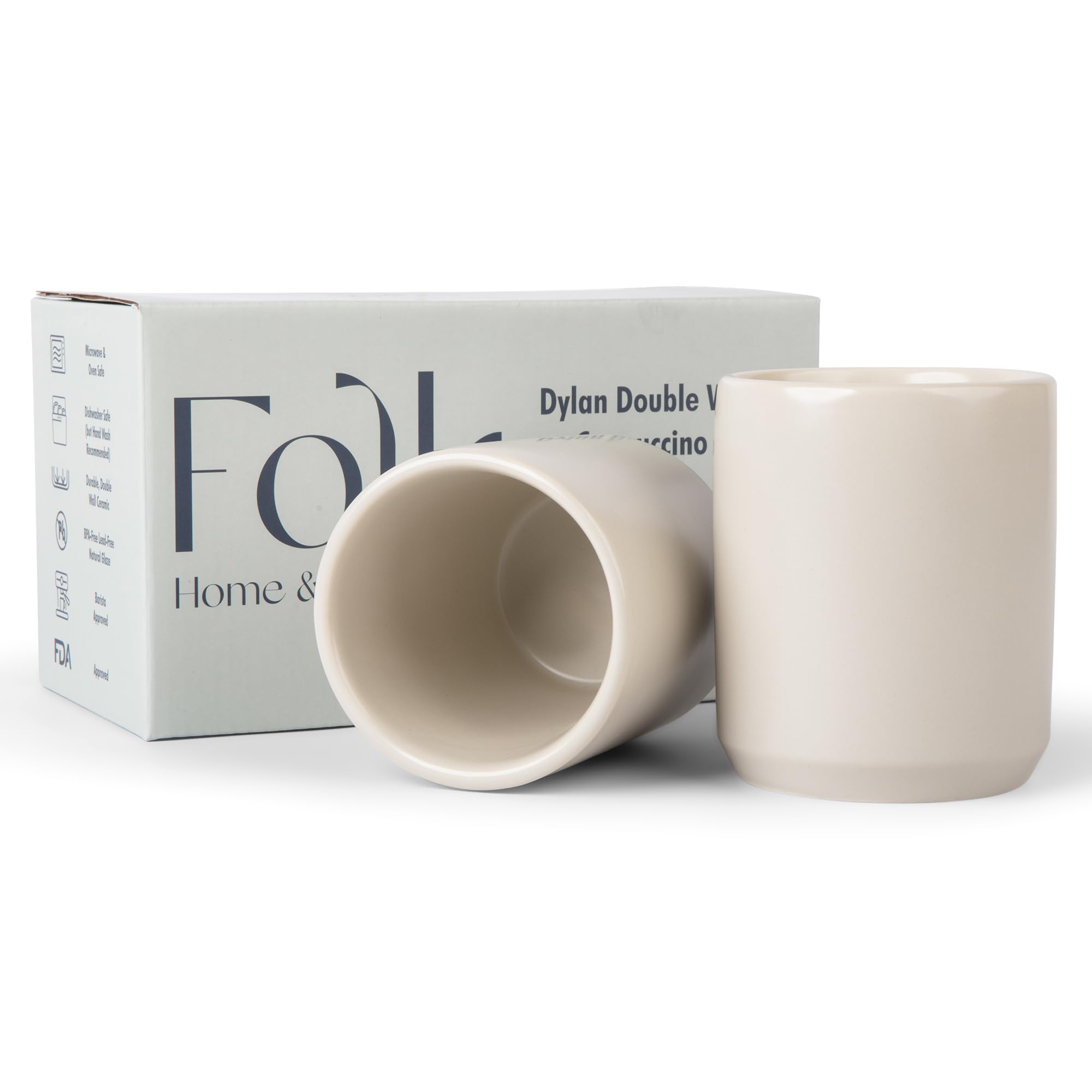 Folk Ceramics Dylan double-walled mug keeps drinks hot and hands cool