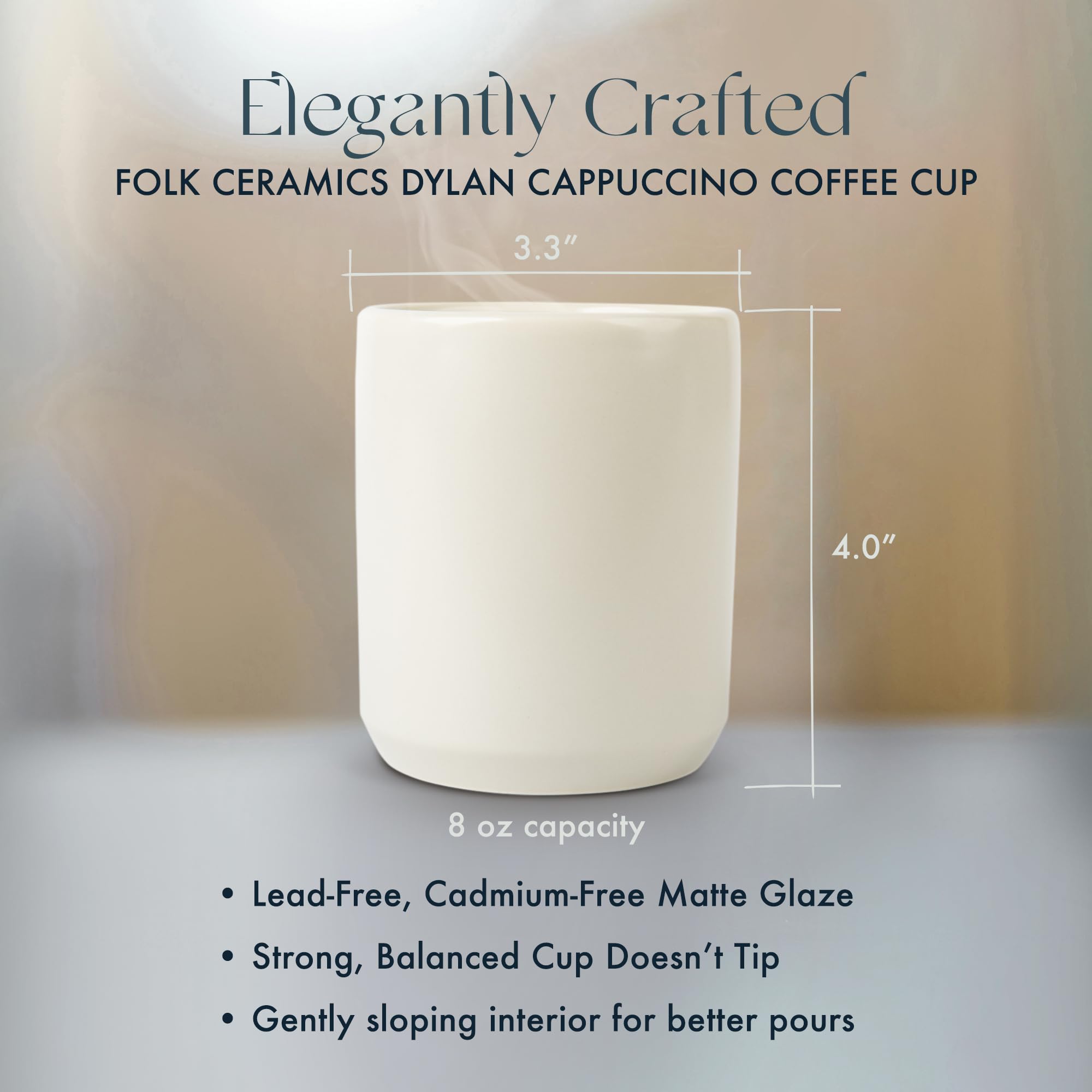 Dylan 8oz cups fit under most coffee machines for simple brewing