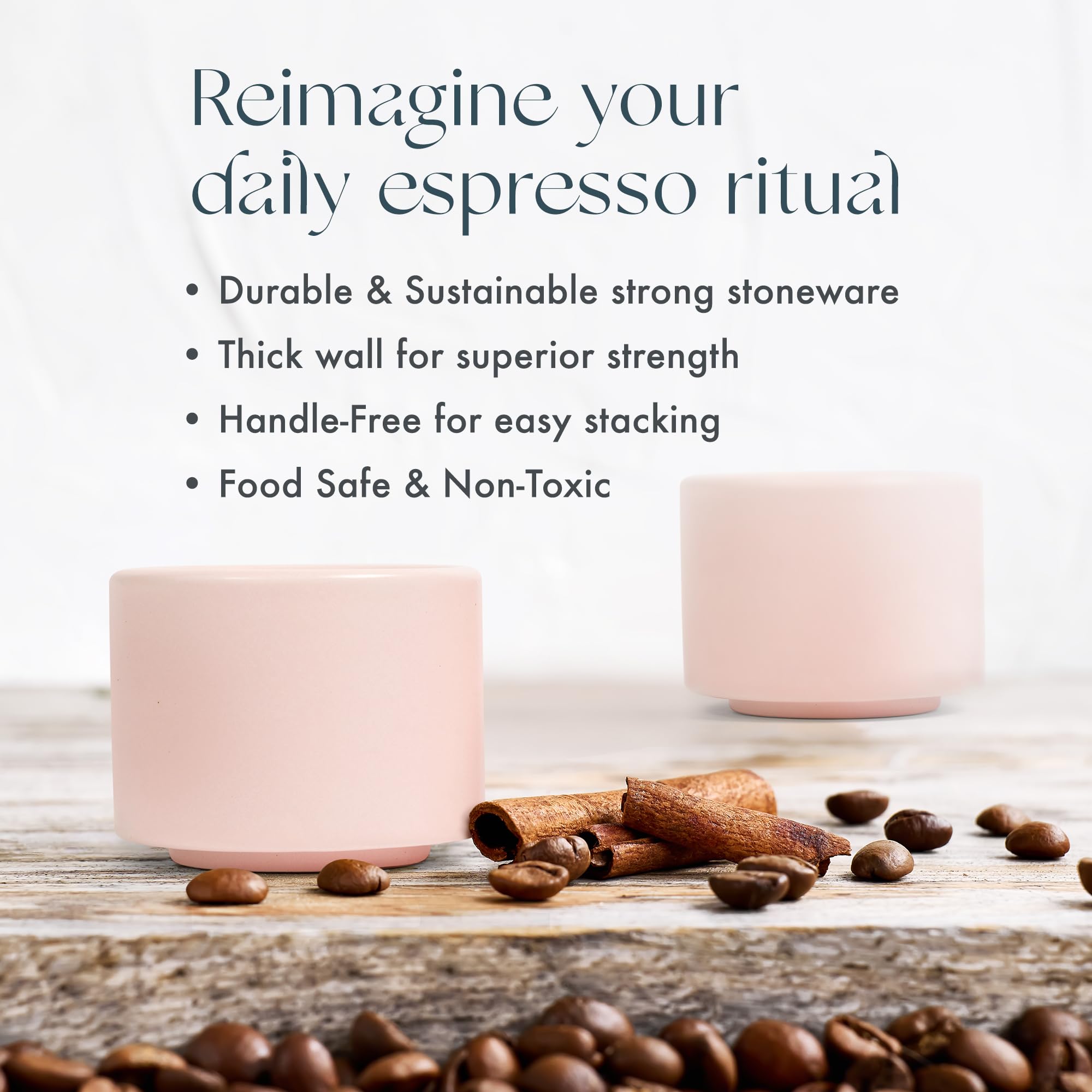 Leonard demitasse cup by Folk Ceramics with a sleek, handleless silhouette