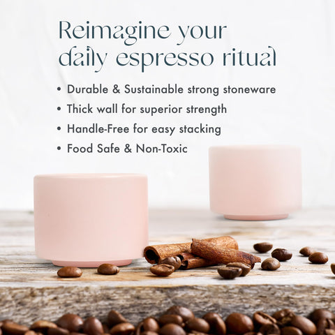 Leonard demitasse cup by Folk Ceramics with a sleek, handleless silhouette
