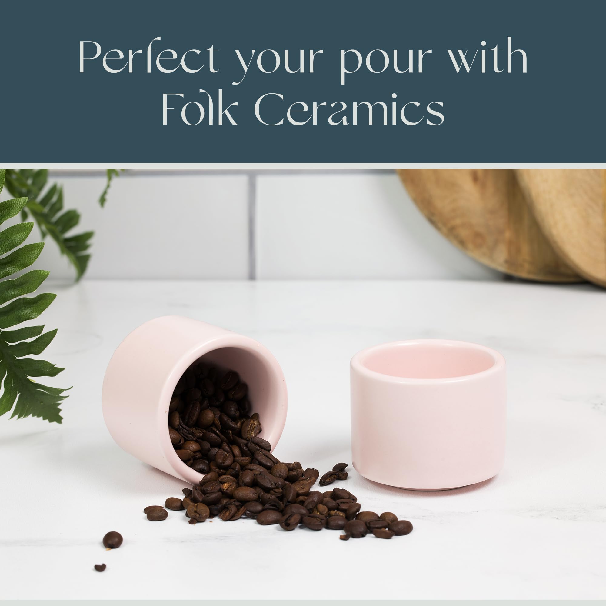 Set of 2 Leonard espresso cups in pale pink for two beverage moments