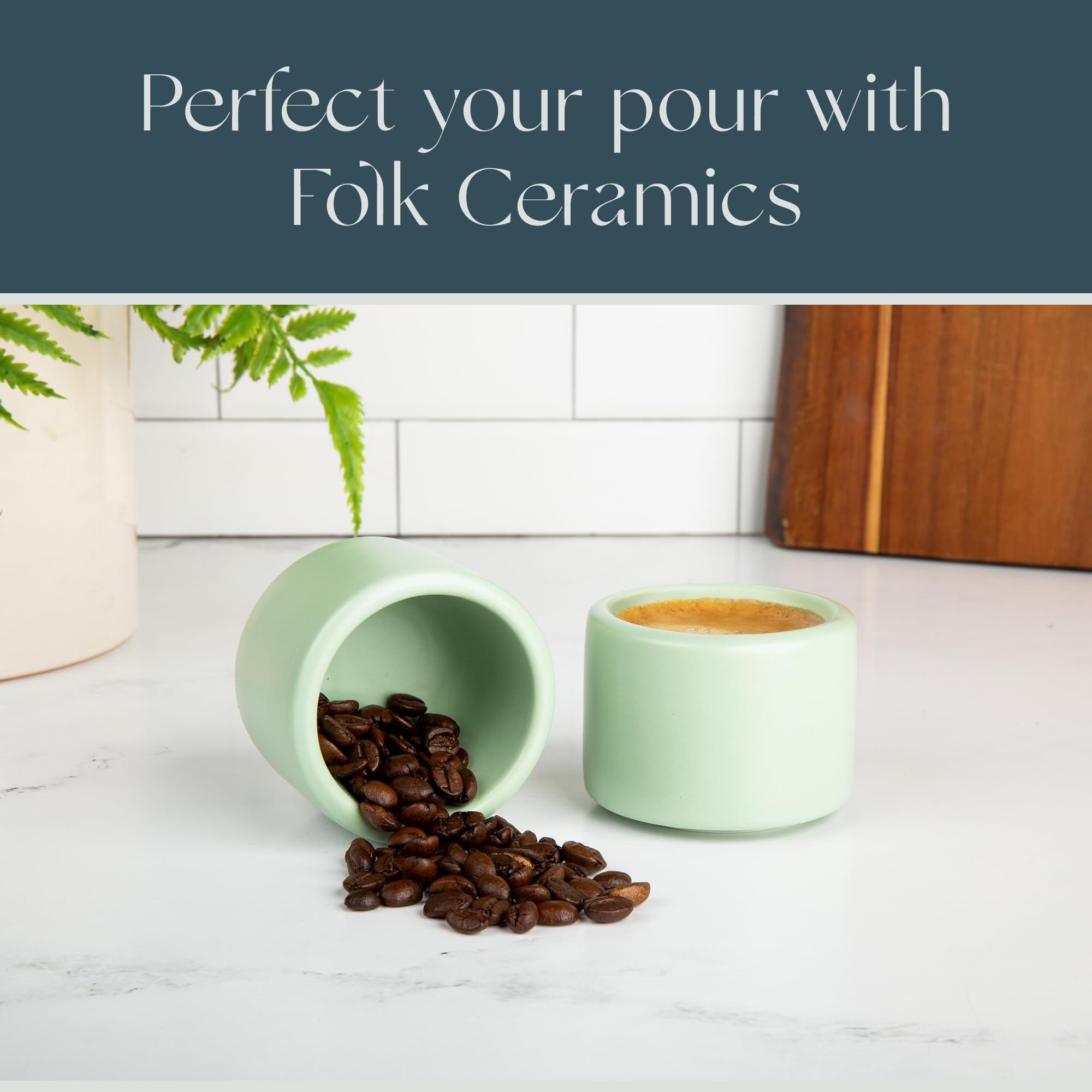 Folk Ceramics Leonard espresso cup in misty green, brings calm to your coffee ritual.