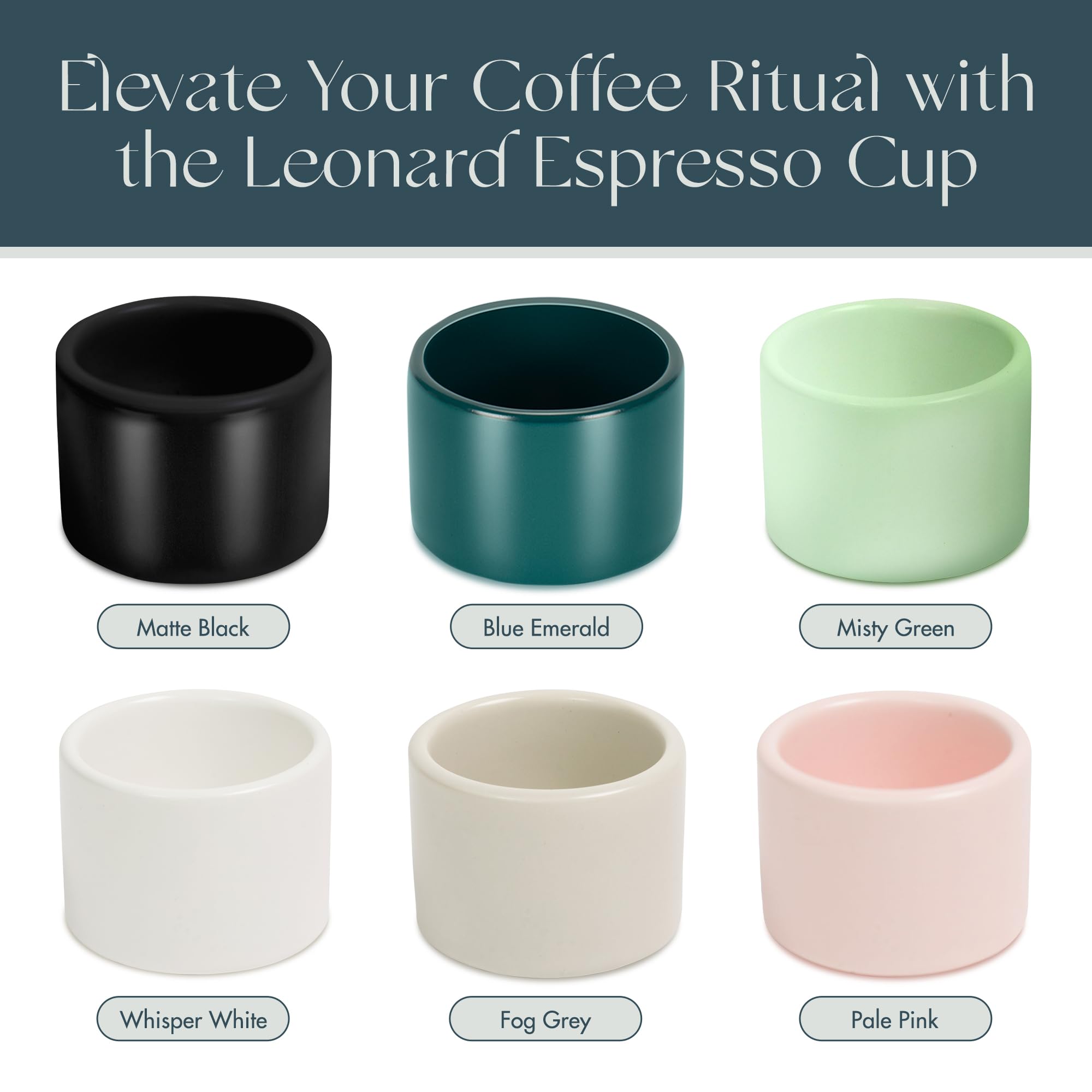 Folk Ceramics Leonard stackable demitasse cup saves cabinet space during daily use.