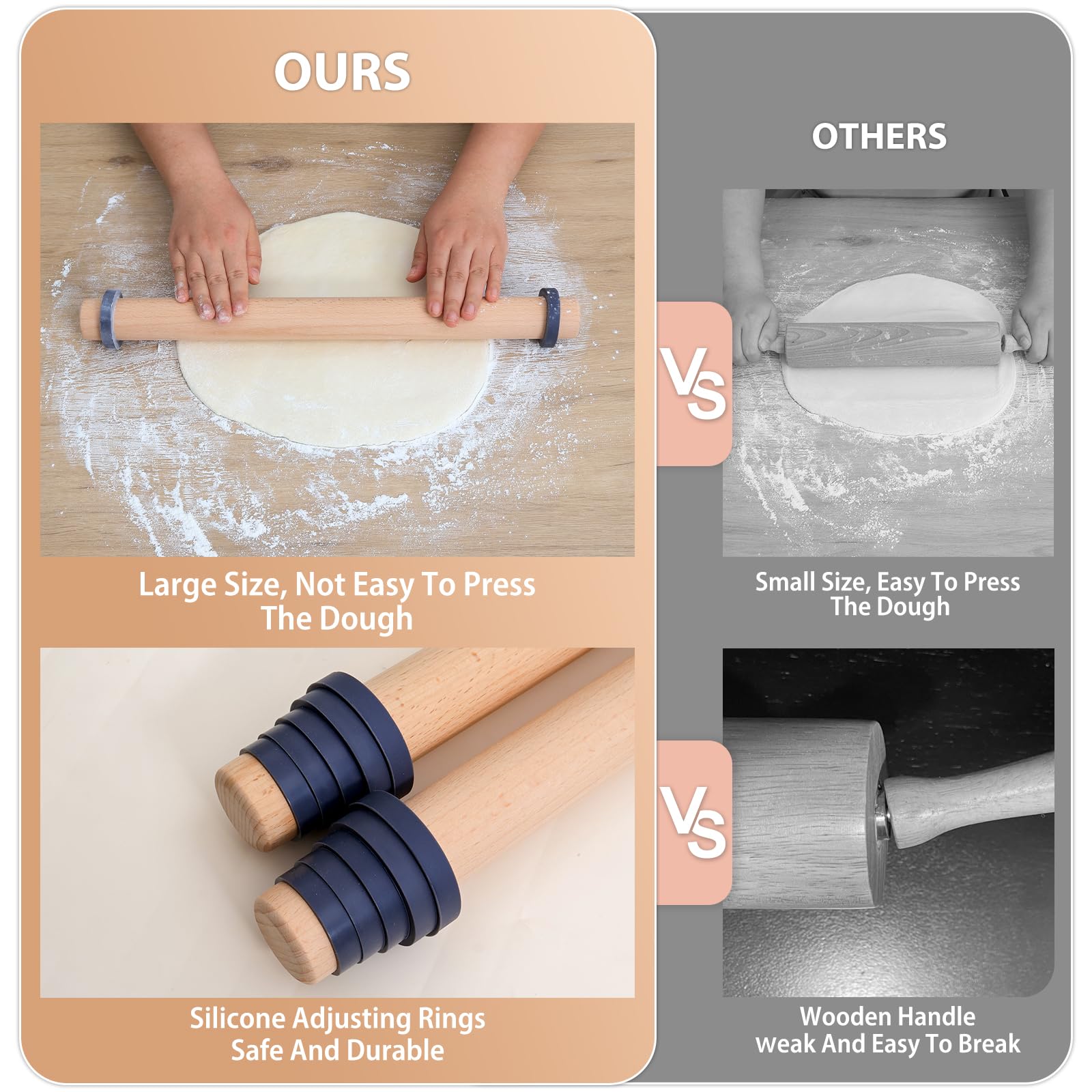 Folksy Super Kitchen rolling pin ideal for rolling sugar cookie dough.