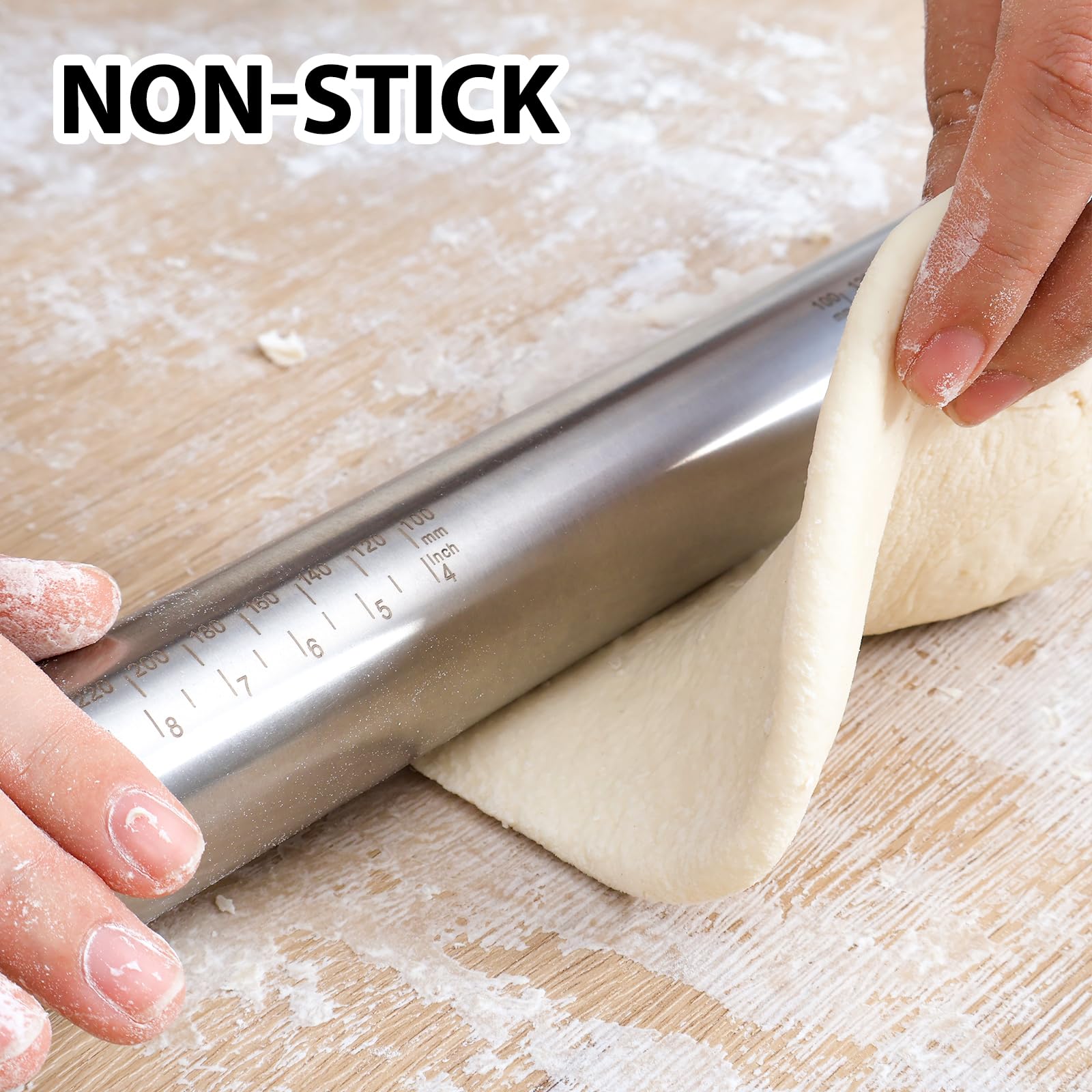Folksy Super Kitchen rolling pin bands enable adjustable thickness for cookies and pastries.