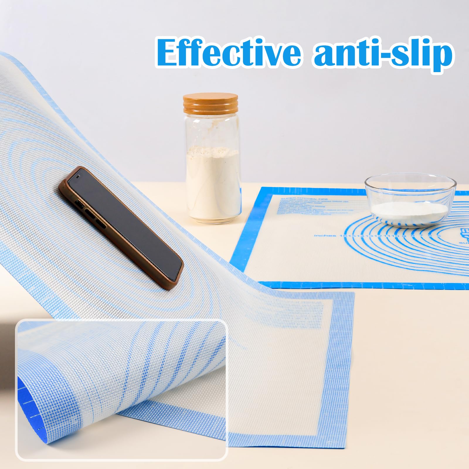 Folksy Super Kitchen mat with non-slip back helps dough stay in place
