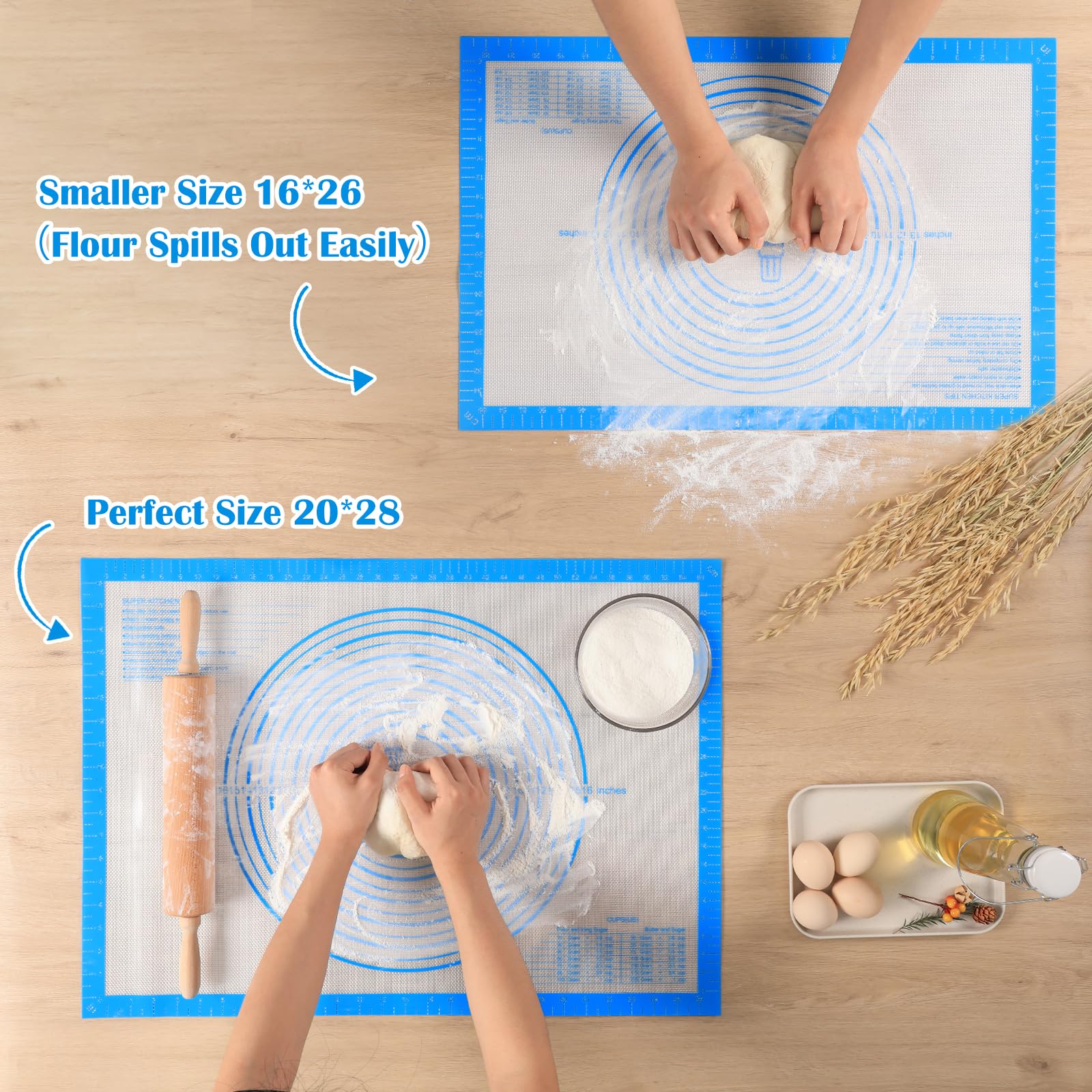 Folksy Super Kitchen silicone baking mat nonstick blue aids easy cleanup