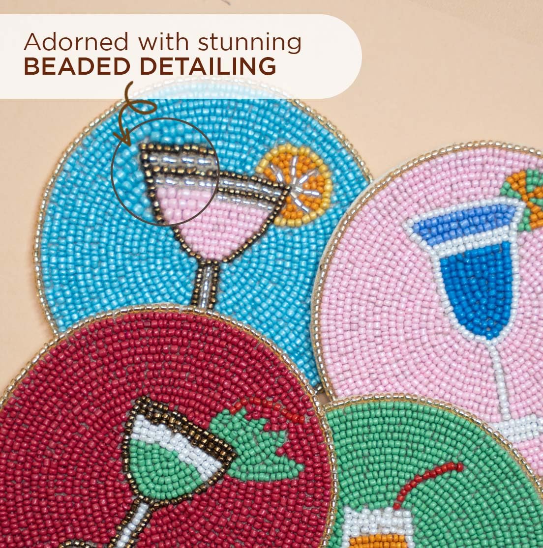 Folkulture-anti-slip-lined-coaster: secure grip to prevent spills on tables.