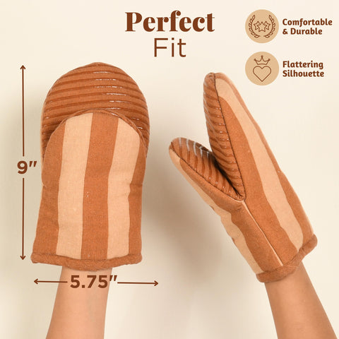 Folkulture orange oven mitts, durable stitching and washable design