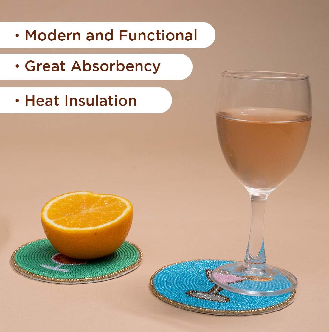 Folkulture-protect-table-coaster: durable design shields wood, marble, and glass surfaces.