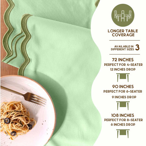 Folkulture green table runner protects tables while adding texture and warmth.