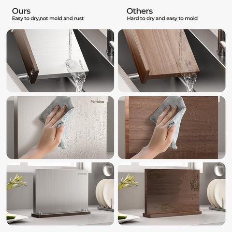 Fomidao brushed stainless steel finish demonstrates rust resistance and easy cleaning