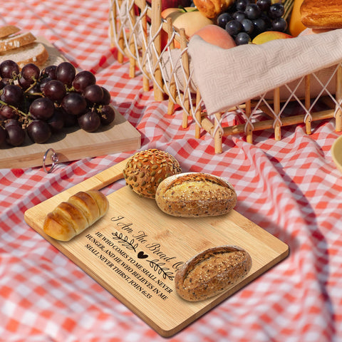 FONDCANYON bamboo cutting board with handle for easy transport and serving
