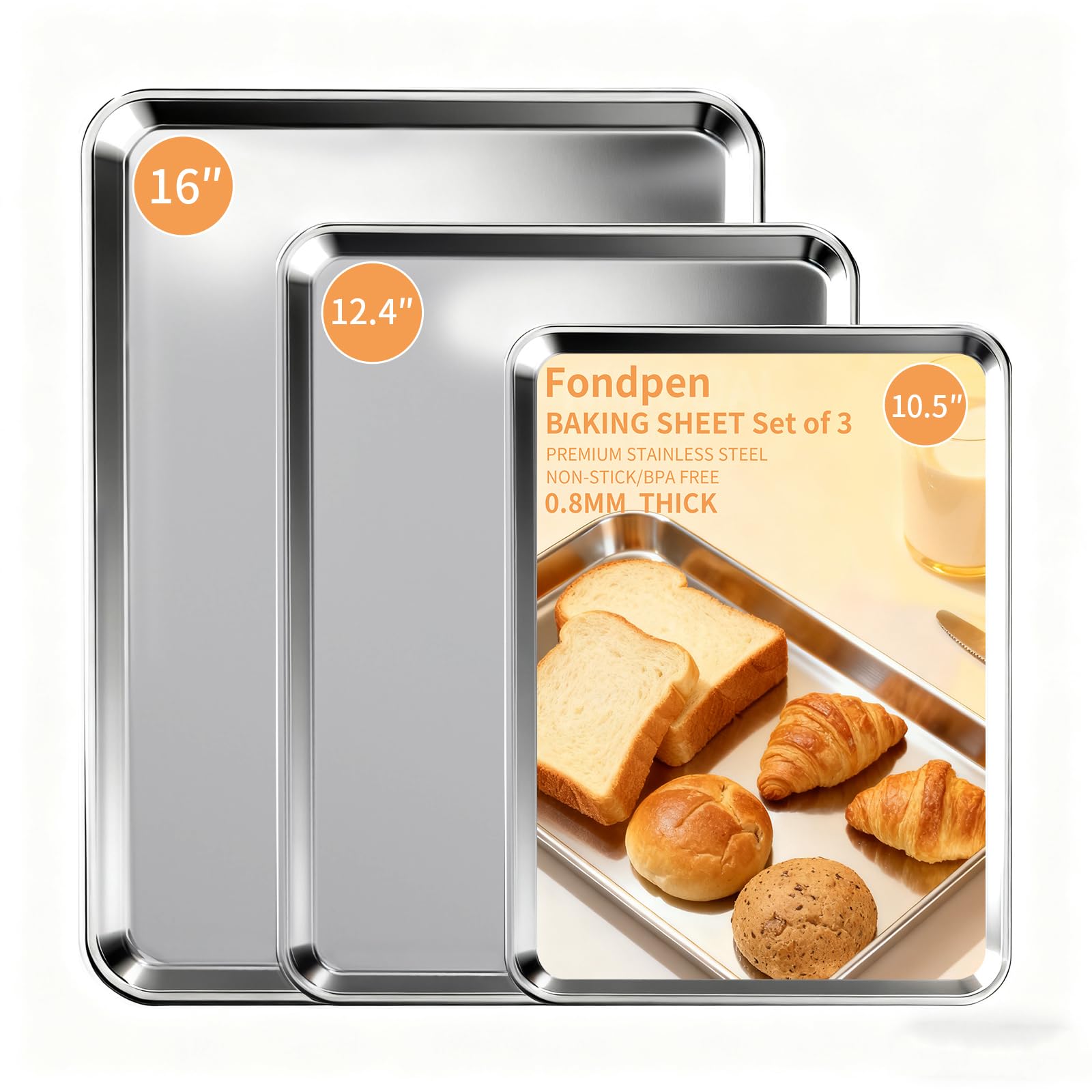 Fondpen baking sheet set 16x12x1 inch—even heat for cookies and roasting