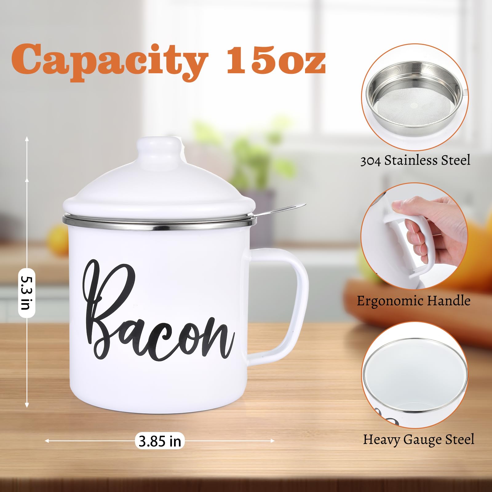 Fondpen enamel grease storage lid seals odors and dust.