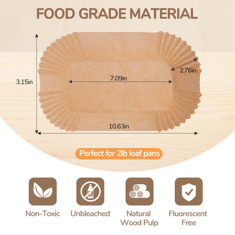 Fondpen loaf pan liners fit 9x5 loaf pans for clean, no-tear baking.