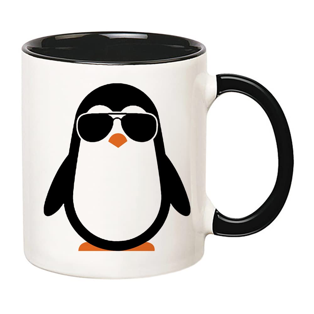 Fonhark Penguin Mug back print seen from the other side, ideal for gifting.