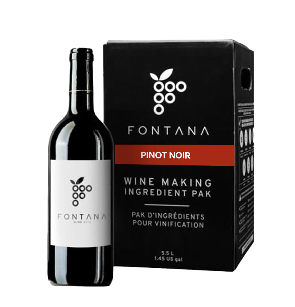 Fontana Pinot Noir wine kit packaging—great value for aspiring home brewers.