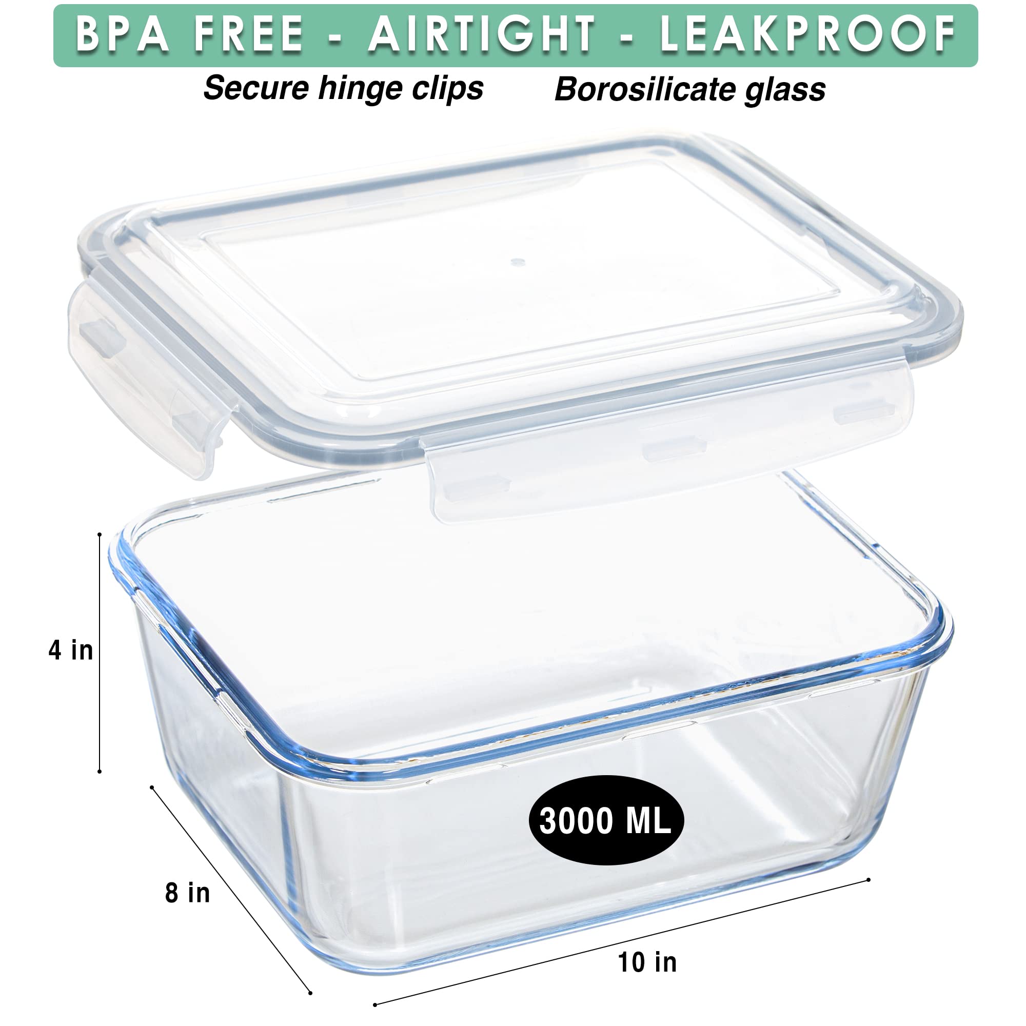 Food Boutique glass storage with airtight seal keeps leftovers fresh and odor-free.