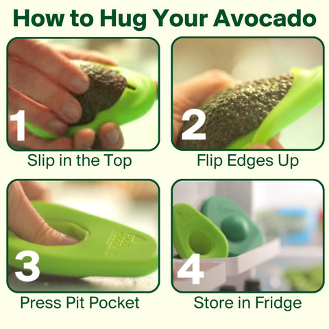 Food Huggers silicone avocado saver shows durable BPA-free material.