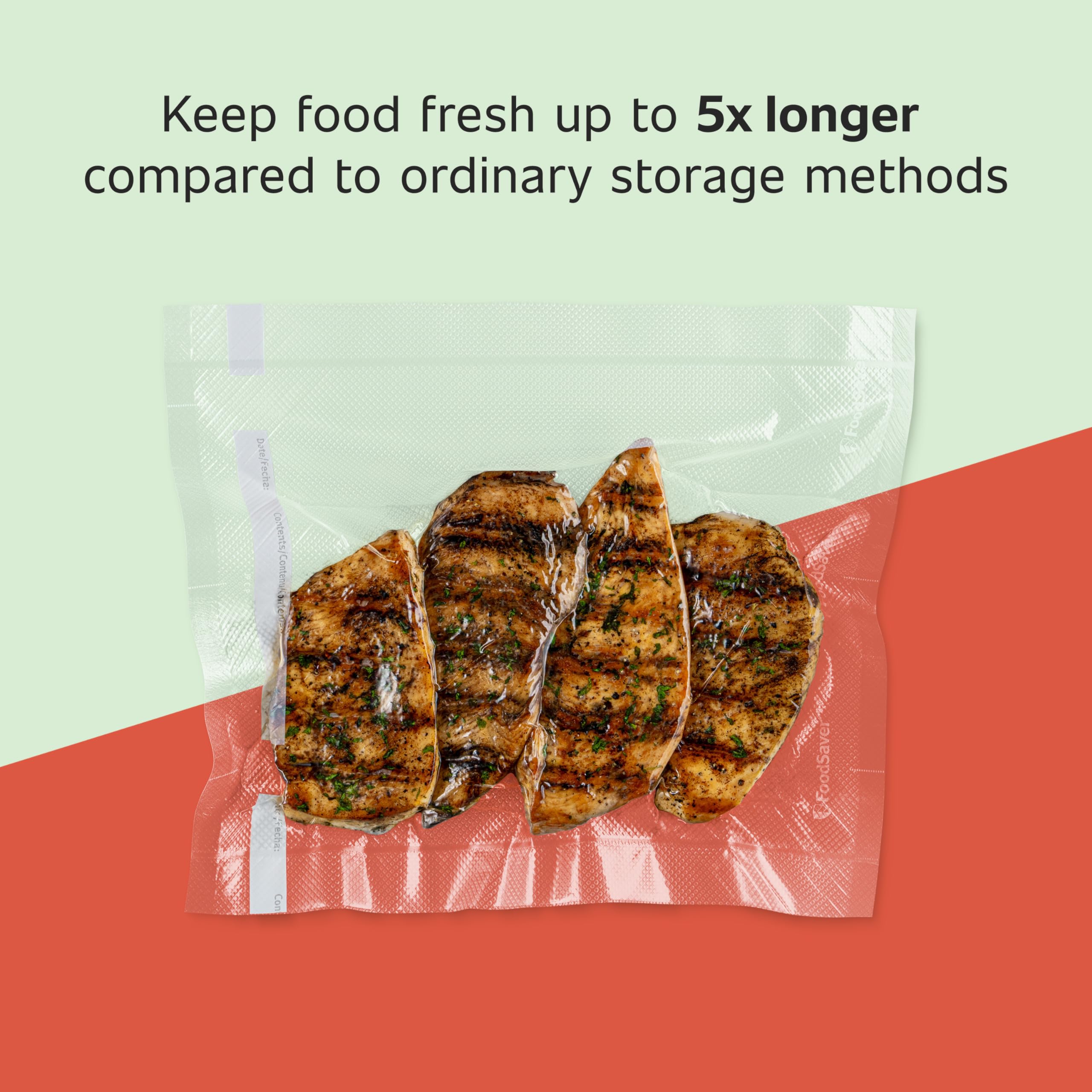FoodSaver custom-fit bags sealing action demonstrates airtight protection for sous vide.