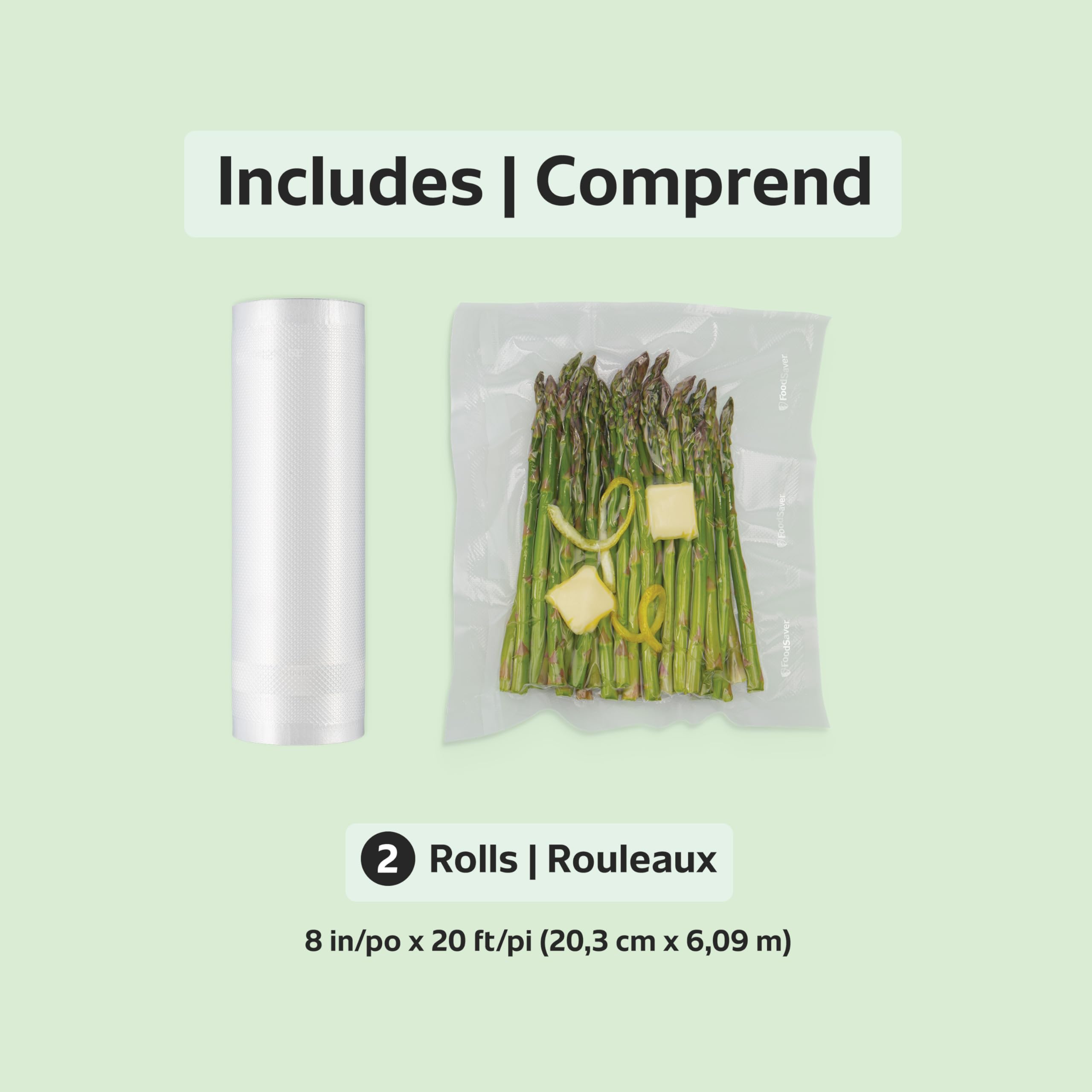 FoodSaver date panel helps label contents and storage dates.
