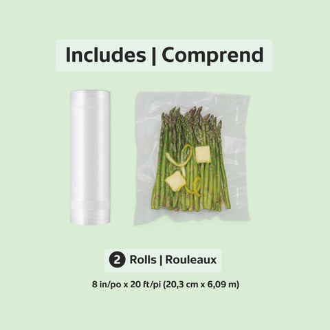 FoodSaver date panel helps label contents and storage dates.