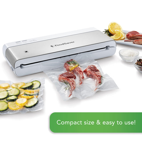 FoodSaver dry and moist settings optimize sealing for different foods.