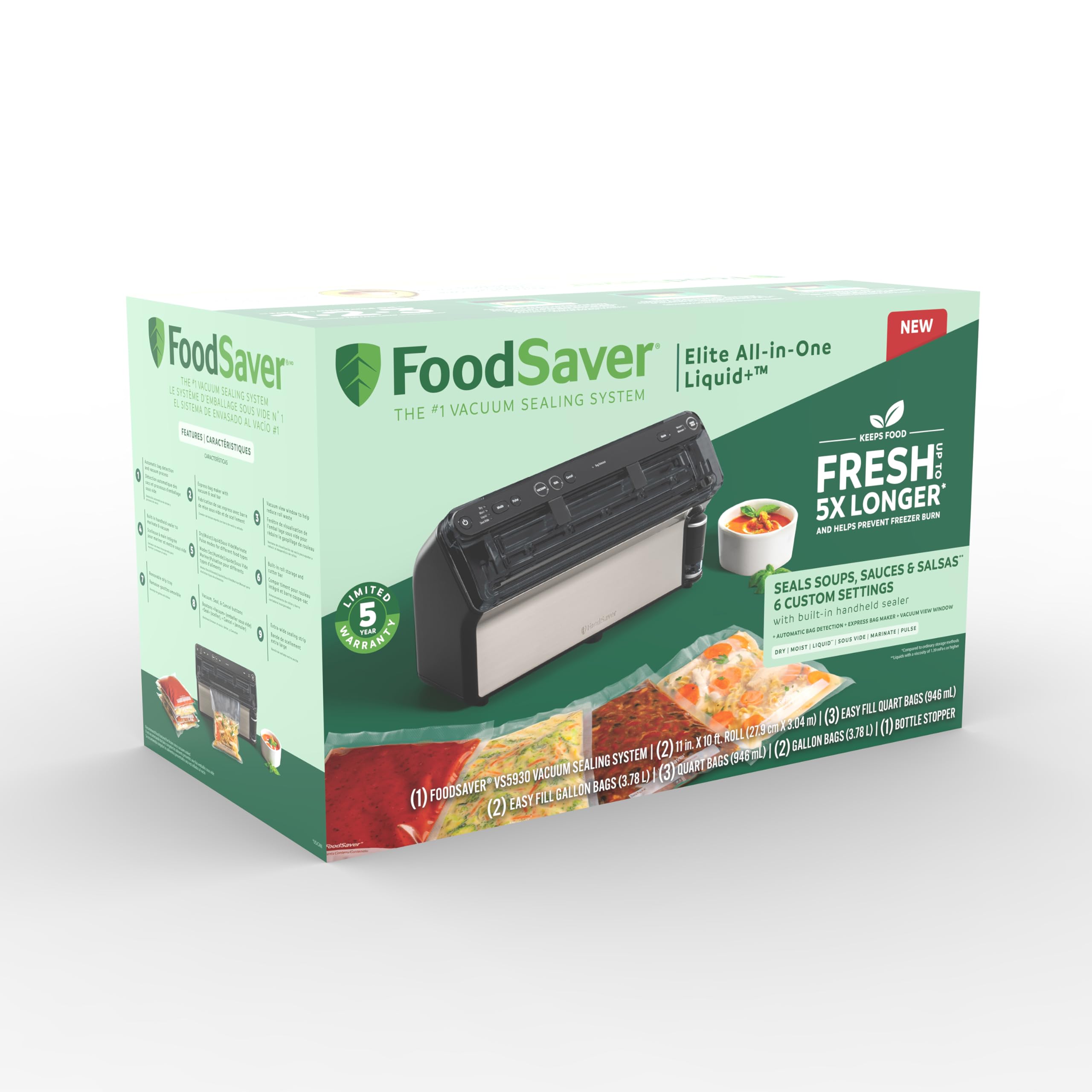 FoodSaver Elite Liquid+ included accessories kit for complete sealing.