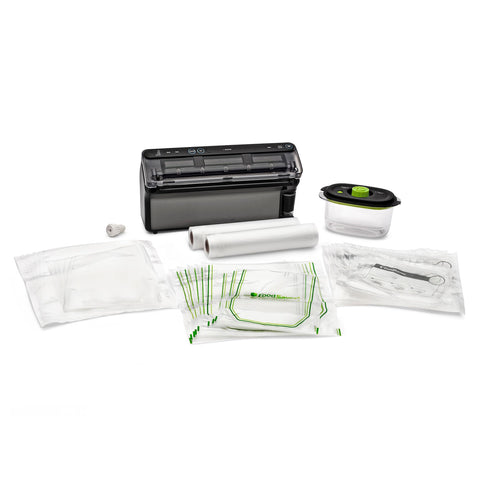 FoodSaver Elite Liquid+ vacuum sealer on the counter preserving freshness.
