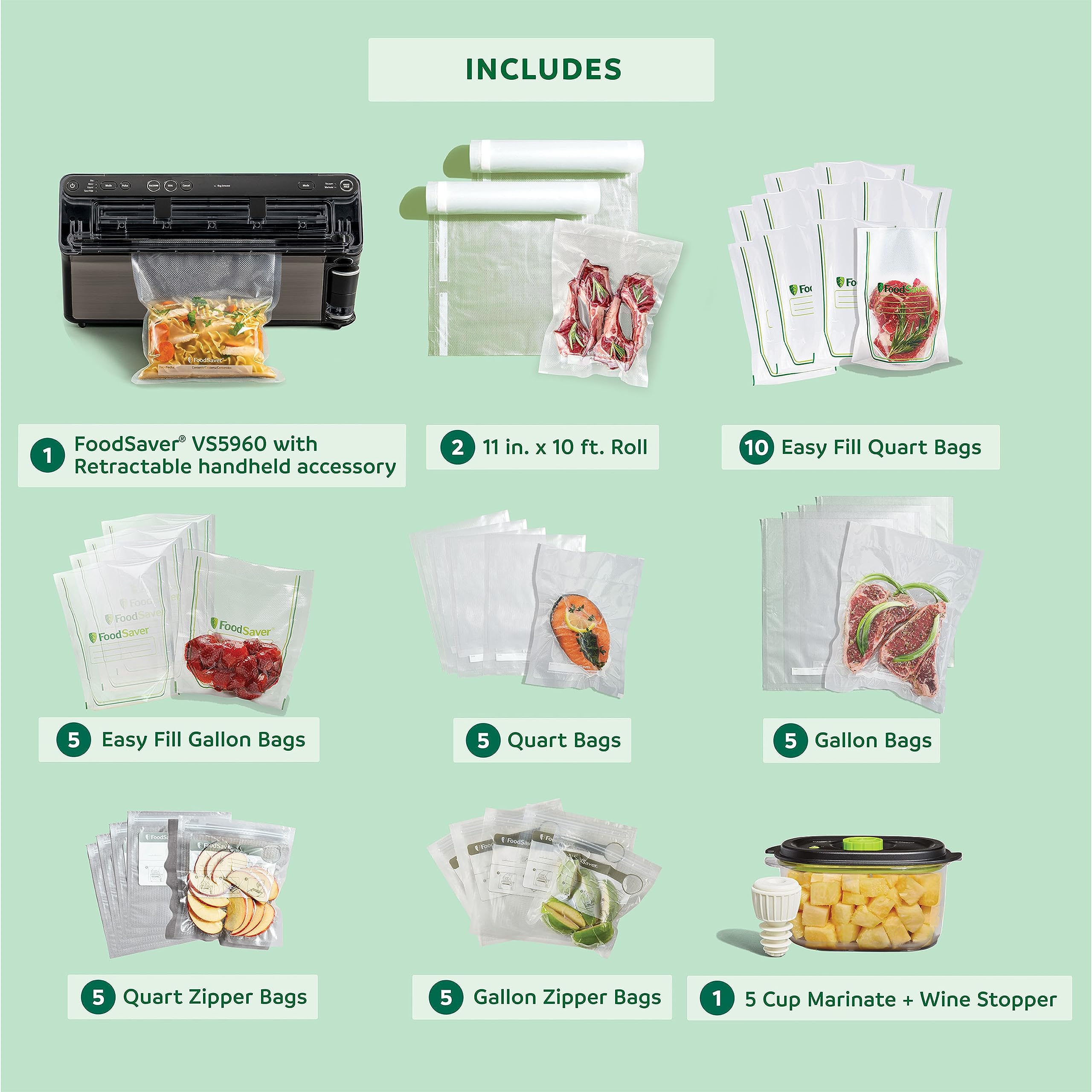 FoodSaver Elite Liquid+ wide sealing strip for precise bags.