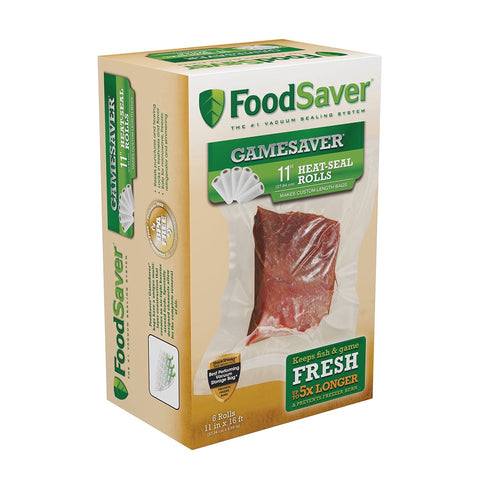 FoodSaver GameSaver roll laid flat, showing customizable length for precise bag sizes.