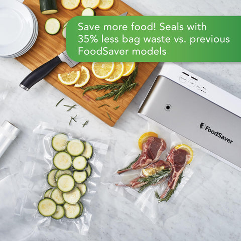 FoodSaver kit with bags and roll for immediate storage and meal prep.