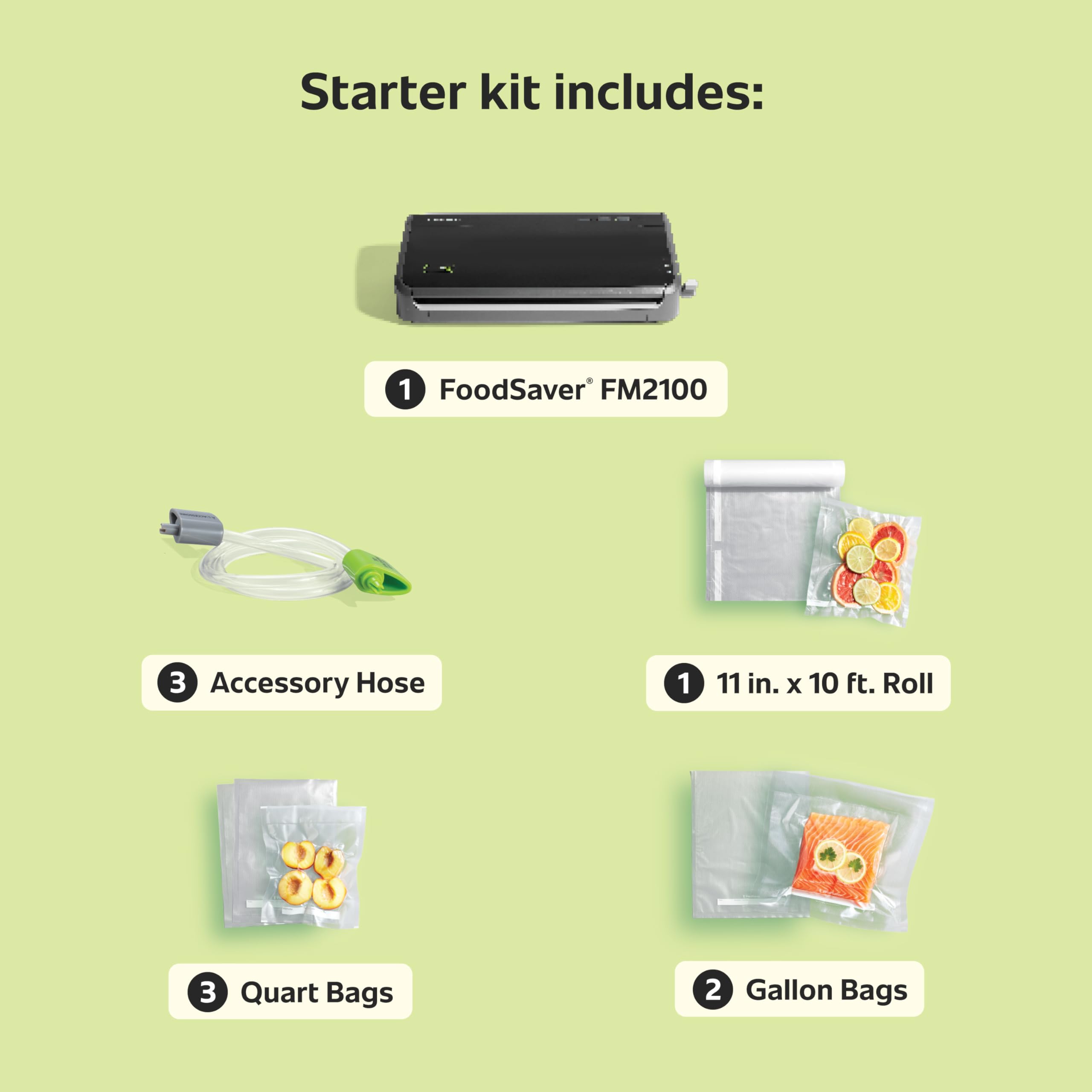 Kitchen scene shows long-term freezer storage benefits with FoodSaver.