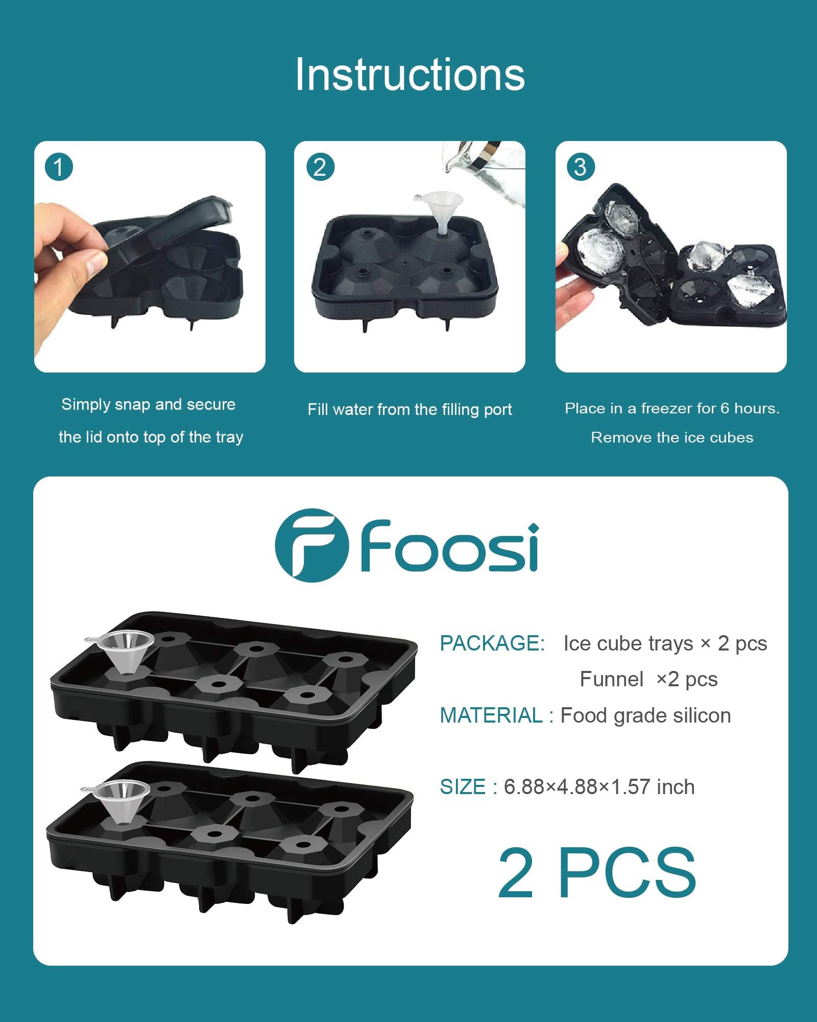 Foosi Diamond ice cubes for DIY popsicles and frozen treats.