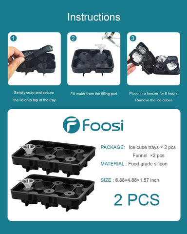 Foosi Diamond ice cubes for DIY popsicles and frozen treats.