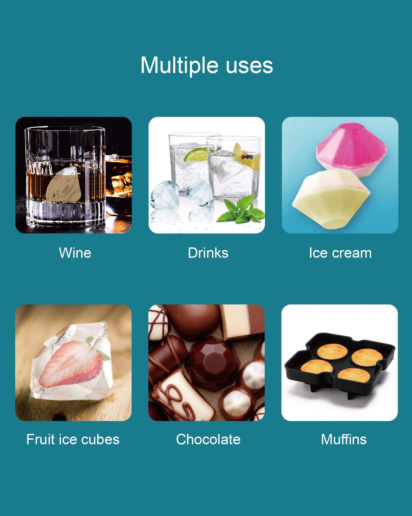 Foosi Diamond ice cube tray with non-stick release for easy pops.