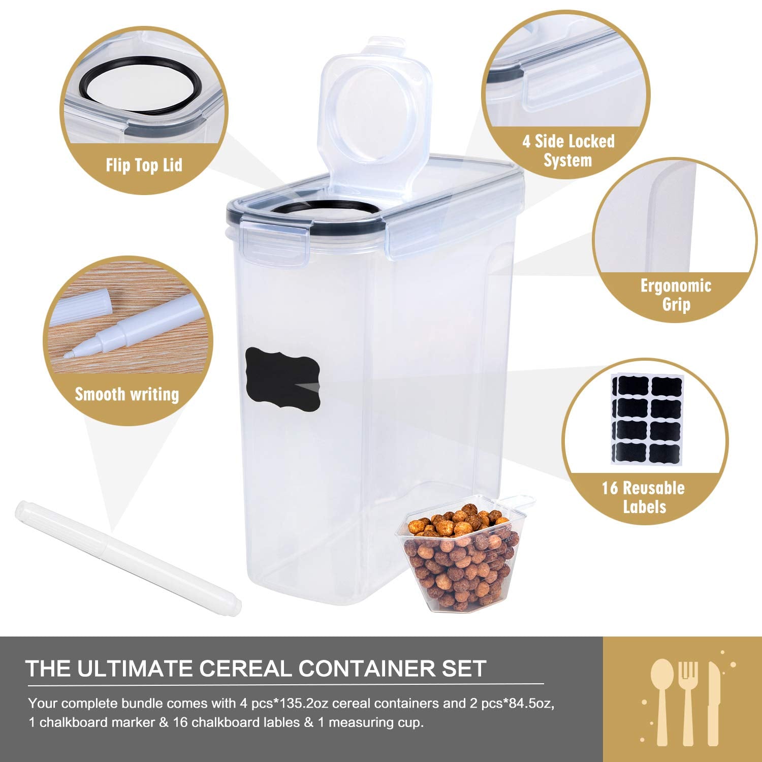 FOOYOO 2.5L airtight container for snacks and pantry staples.