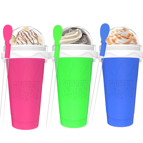 Fopudy slushie maker cup freeze-ready for quick, non-diluting frozen drinks at home.