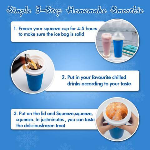 Fopudy slushy maker blue lid with straw for on the go smoothies