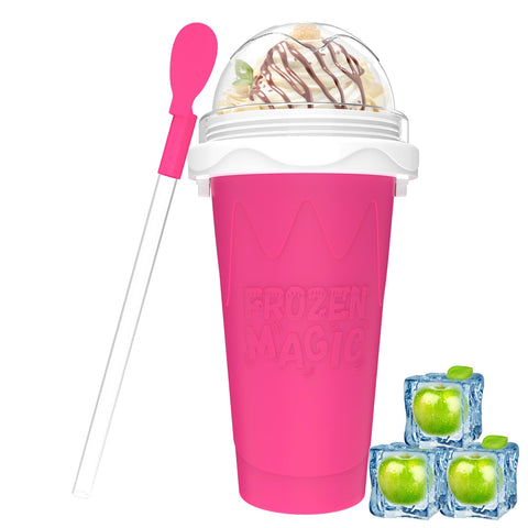 Fopudy Slushy Maker Cup pink-front view for quick, kid-friendly cold treats.