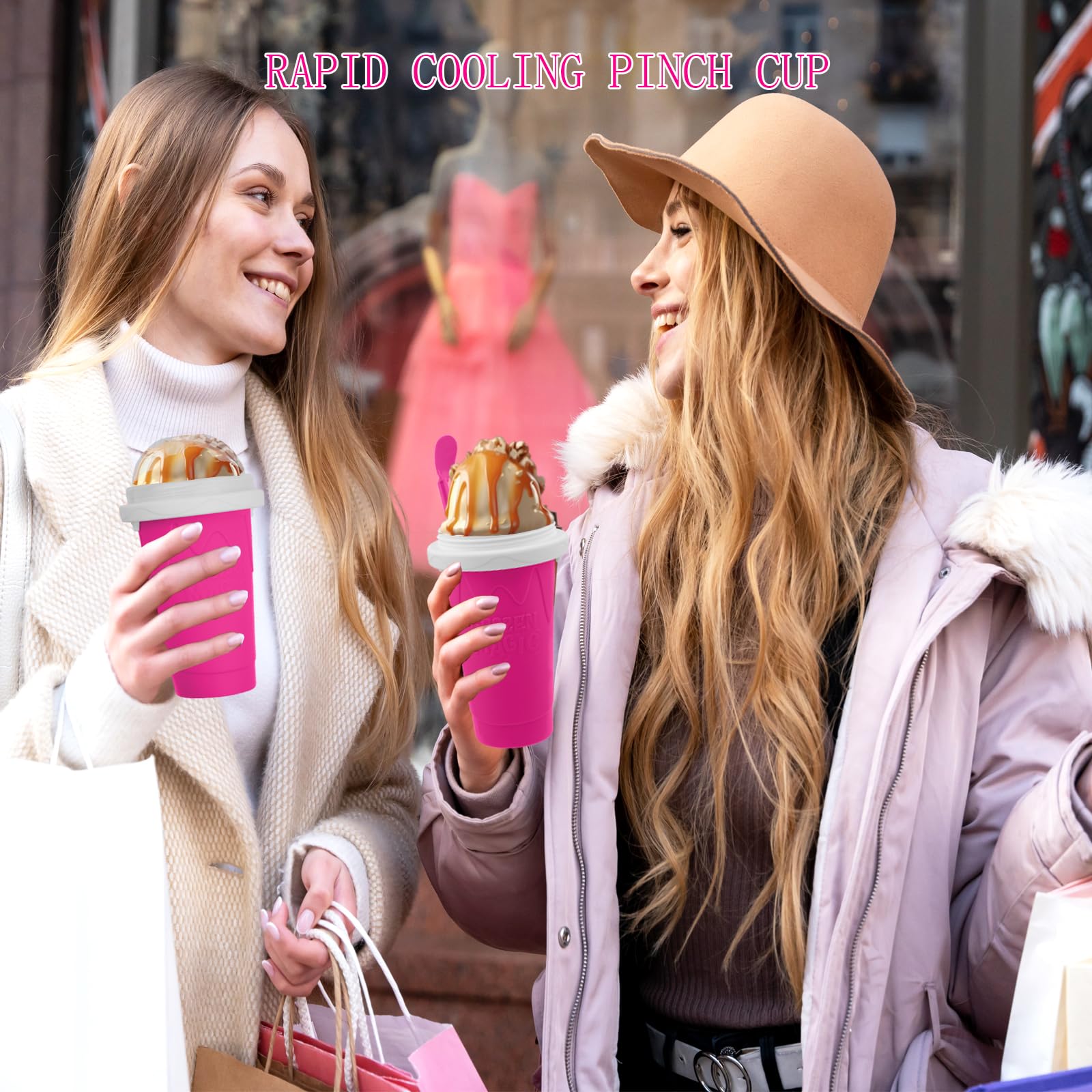 Fopudy Slushy Maker Cup silicone close-up emphasizes safe, flexible material.