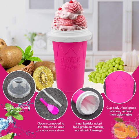 Fopudy Slushy Maker Cup two-in-one straw and spoon for easier eating.