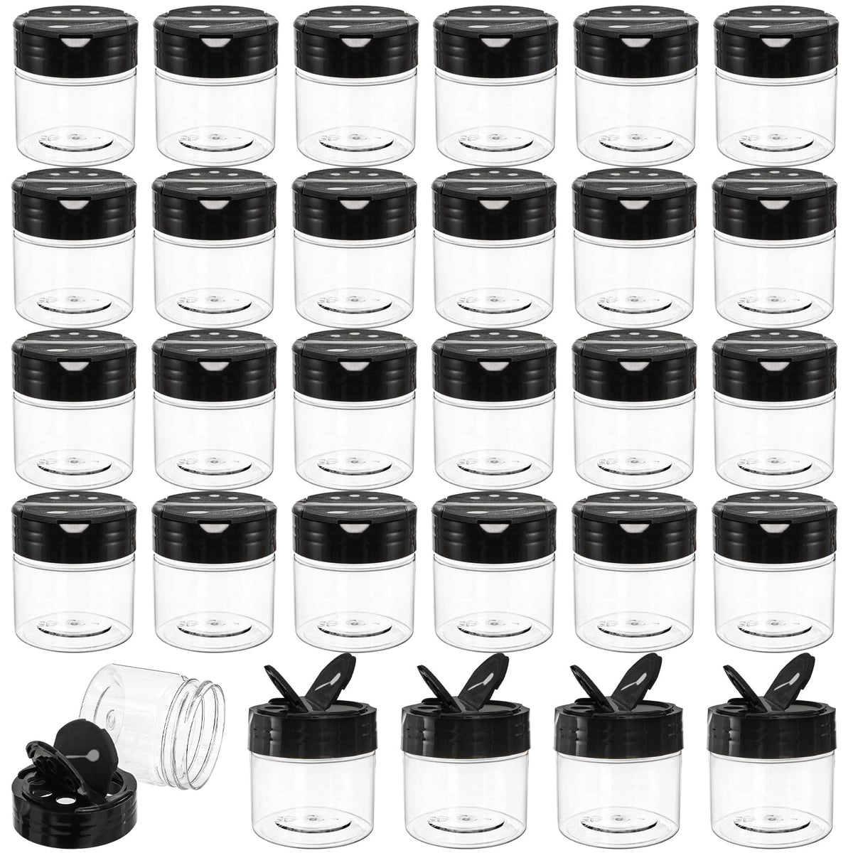 Foraineam 30-pack clear jars for organized pantry and spice access
