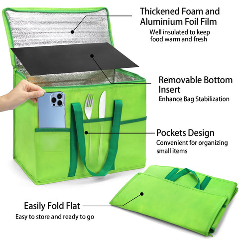 Foraineam bags with zipped top secure during deliveries.