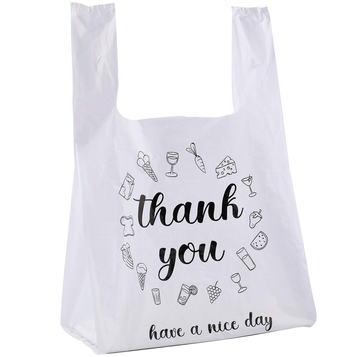 Foraineam thank you bags 13x7x21 inch, sturdy packing for groceries.